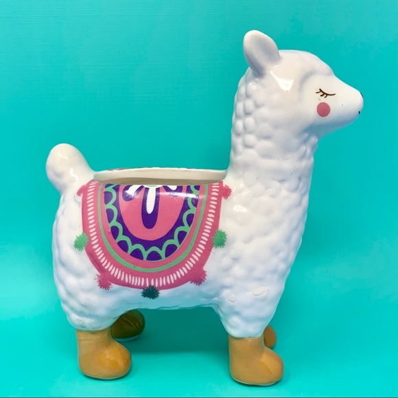 LAST ONE! Ceramic Llama Planter Flower Pot Mini - Picture 3 of 8